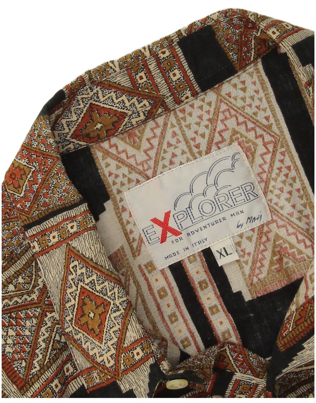 Camisa masculina de manga curta Explorer XL marrom geométrica