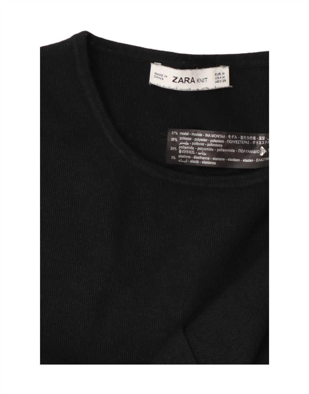 Suéter feminino Zara UK 14 médio preto colorblock modal