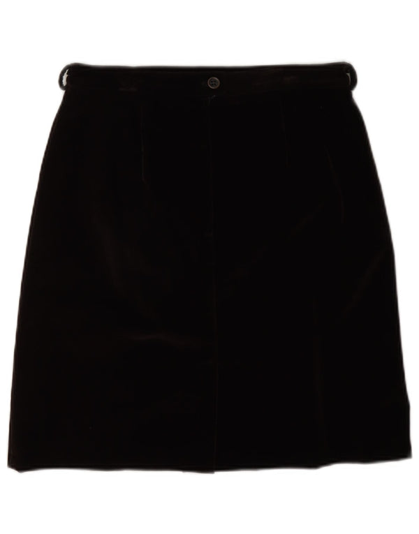 Saia feminina Prisma de veludo A-Line UK 10 pequena W26 acrílico preto