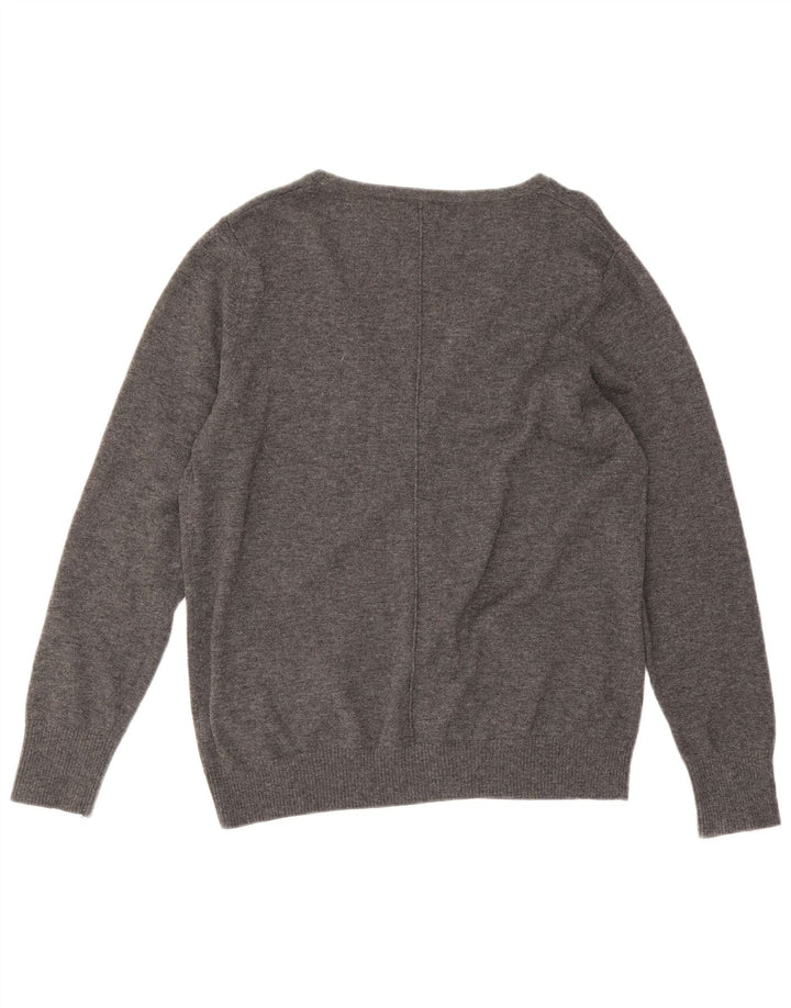 Suéter Cardigan Feminino Fat Face Reino Unido 16 Lã Cinza Grande