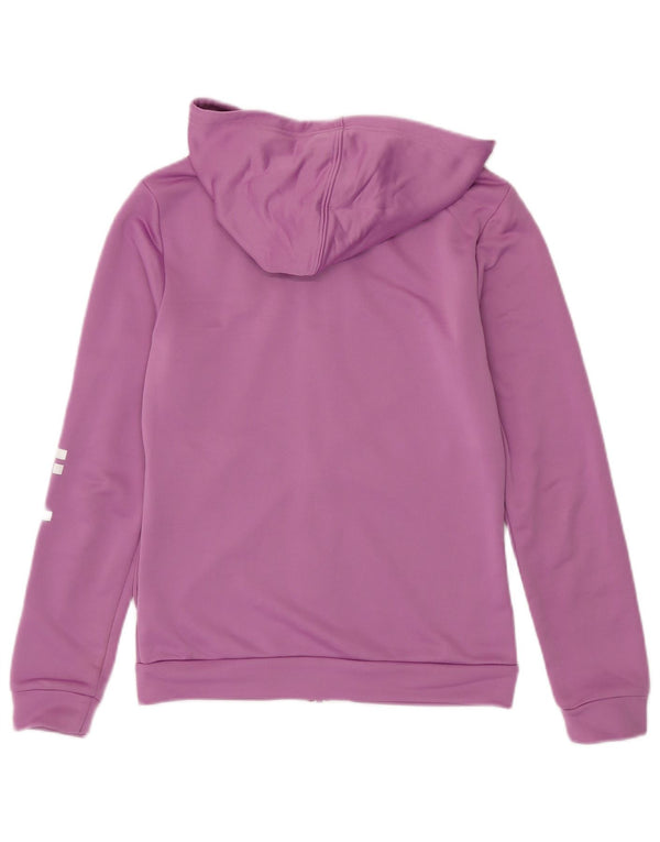 Suéter feminino Adidas com capuz e zíper gráfico UK 8/10 pequeno roxo poliéster