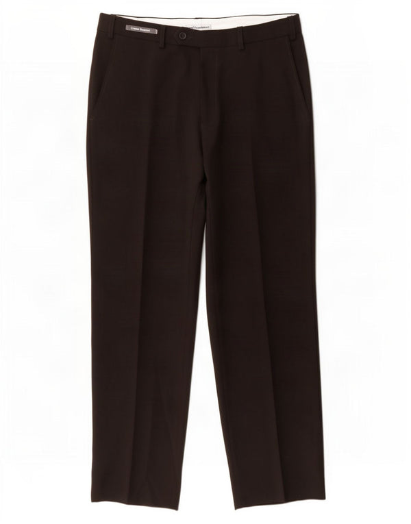 Calça masculina de terno reto Marks & Spencer W32 L31 poliéster preto