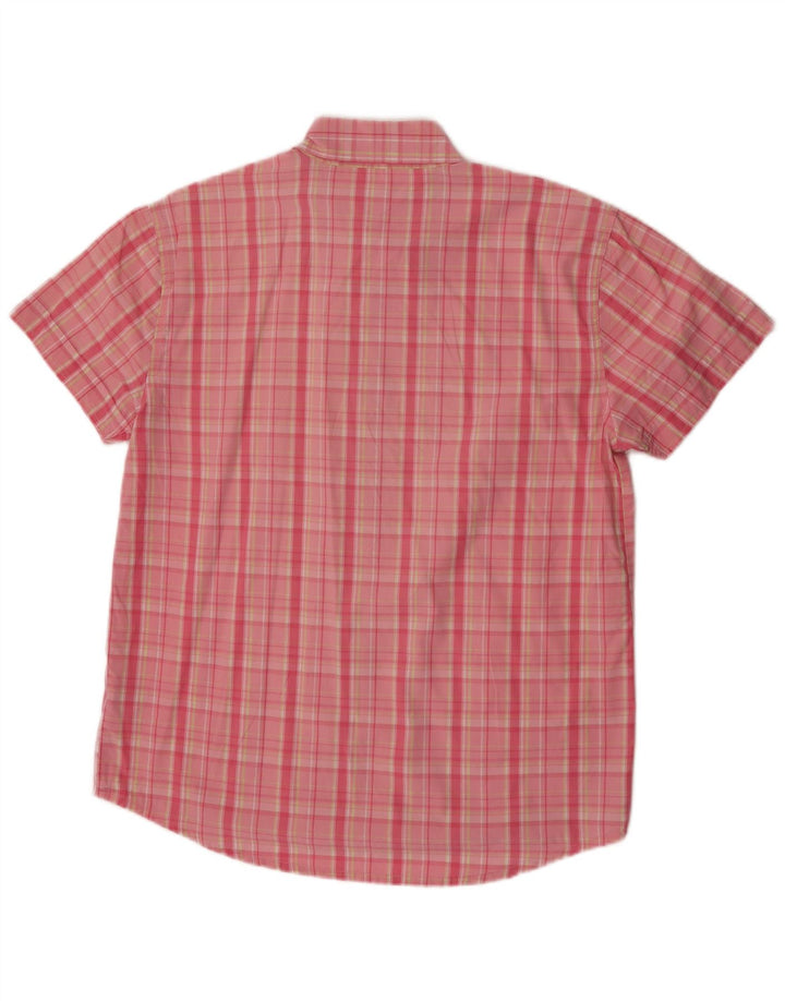 PEPE Jeans Camisa masculina de manga curta médio rosa algodão xadrez