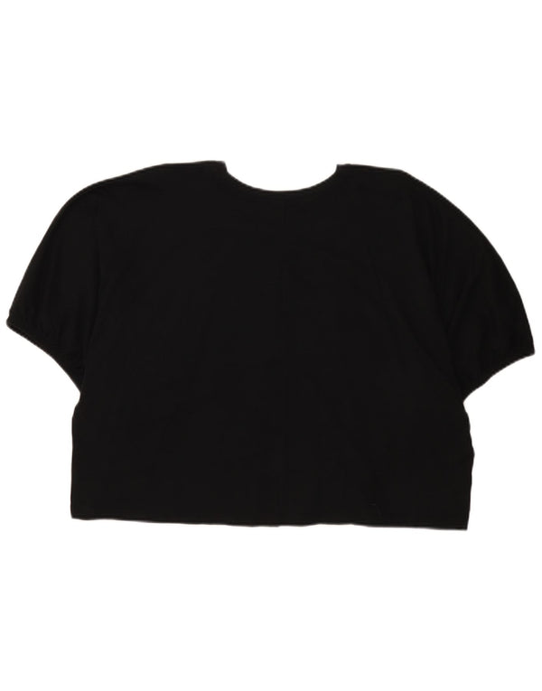 Zara Camiseta Feminina Crop Oversized Top UK 14 Médio Preto