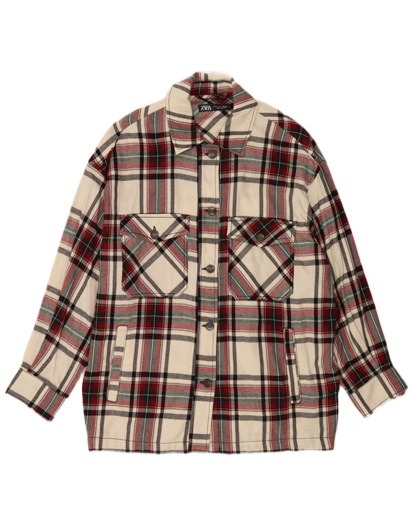 Zara Womens Oversized Utility Jacket UK 10 Pequeno xadrez multicolorido