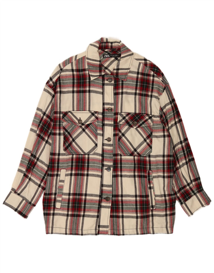 Zara Womens Oversized Utility Jacket UK 10 Pequeno xadrez multicolorido