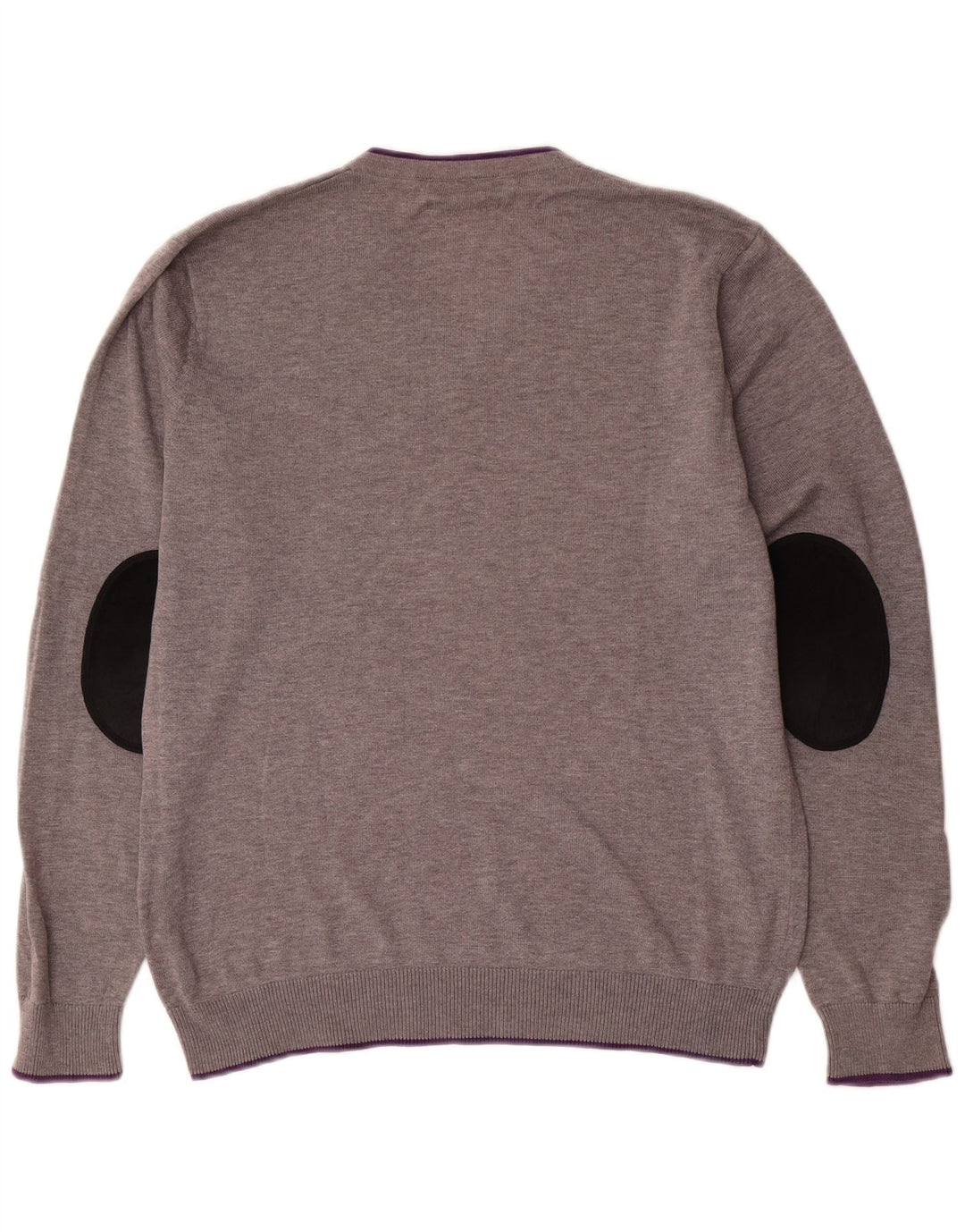 Suéter masculino Gant com decote em V e algodão colorblock cinza médio