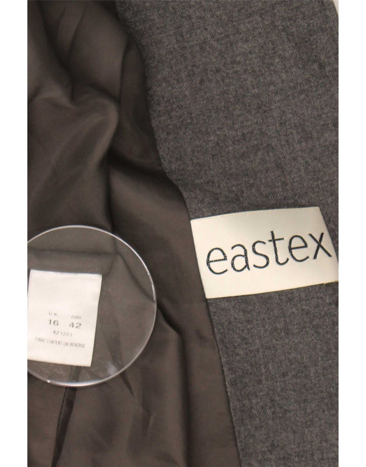 Jaqueta blazer feminina Eastex com 4 botões Reino Unido 16 grande lã cinza
