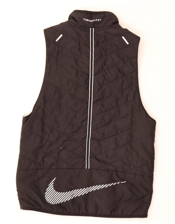 Colete acolchoado gráfico feminino Nike Therma-Fit UK 10 pequeno poliéster preto