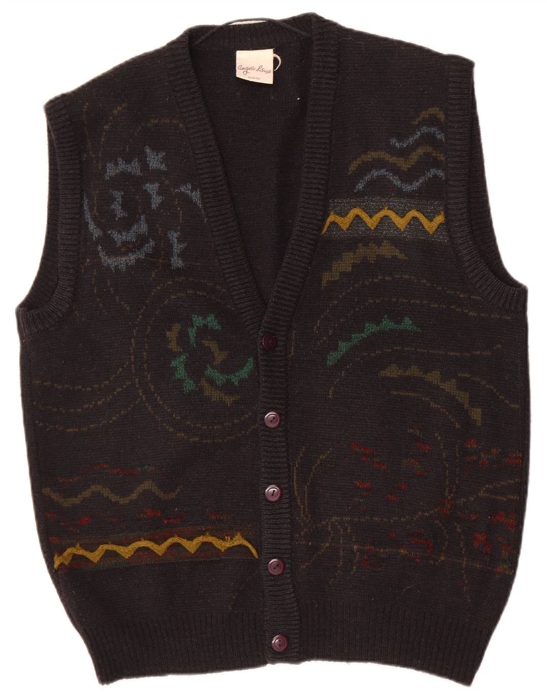 Angelo Litrico Suéter Cardigan Masculino IT 48/50 Médio Preto Geométrico