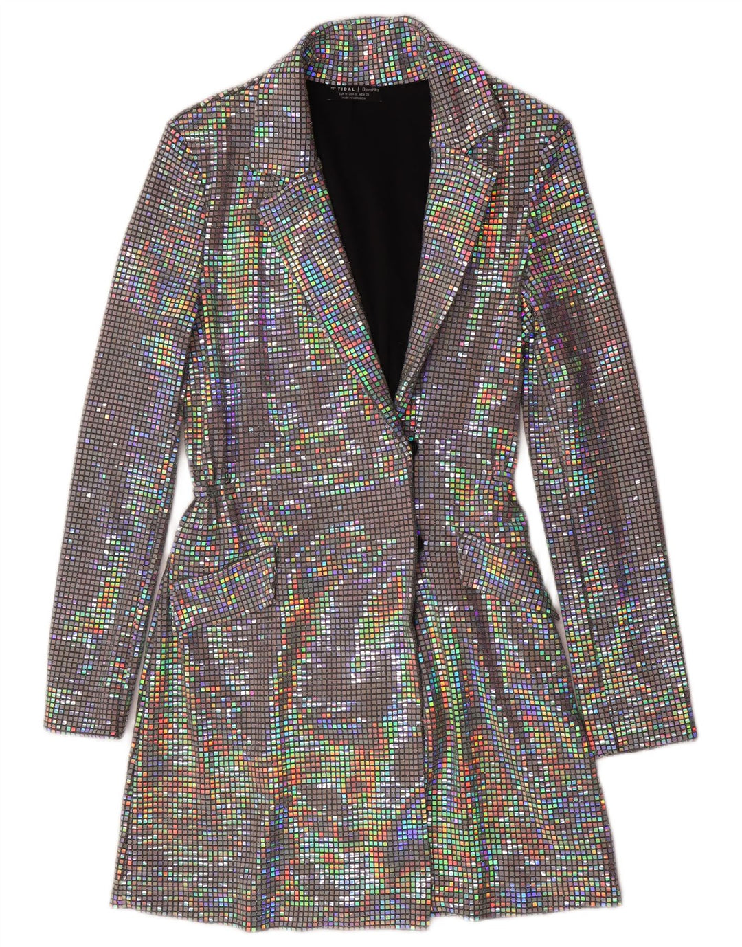 Bershka Womens Longline Blazer Jacket UK 12 Médio Multicolorido Poliamida