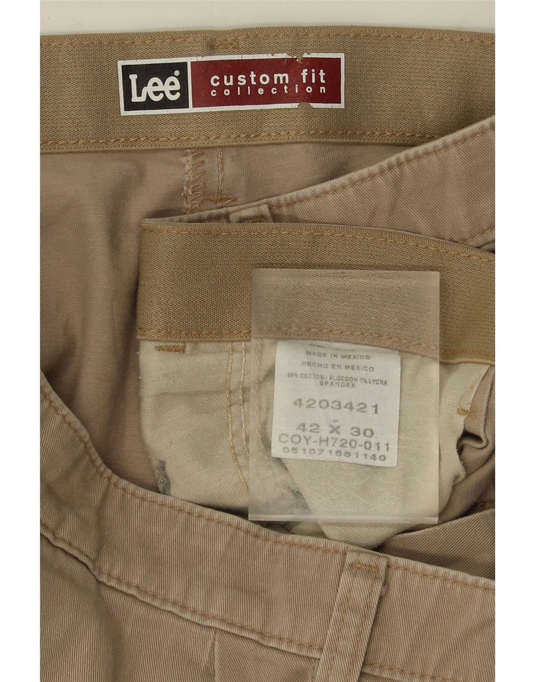 LEE Mens Custom Fit Pegged Chino Trousers W42 L30 Beige Cotton Vintage Lee and Second-Hand Lee from Messina Hembry 