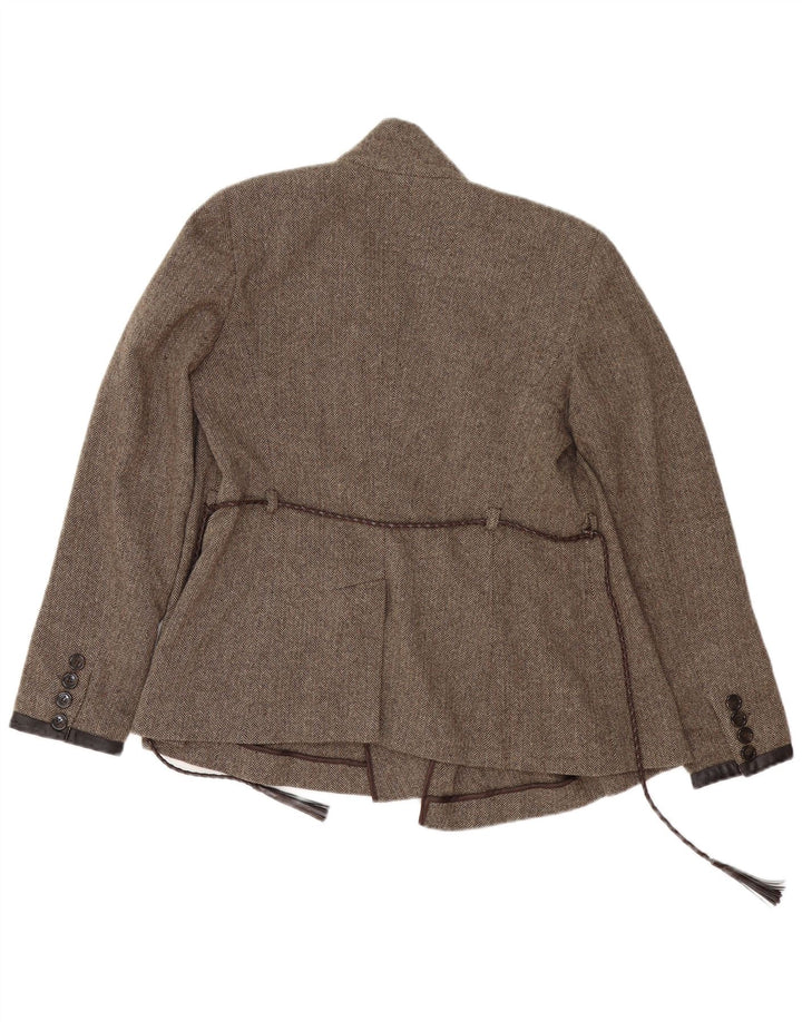 Max Mara Jaqueta blazer feminina de fim de semana Reino Unido 12 lã virgem marrom médio