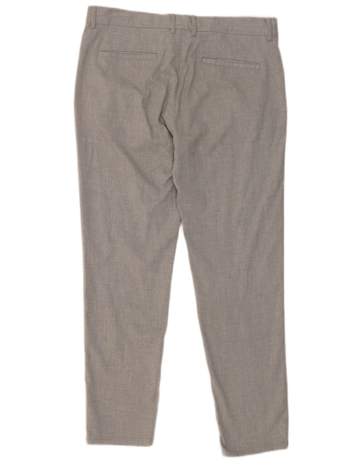Zara Mens Slim Suit Calças EU 42 Grande W32 L28 Cinza