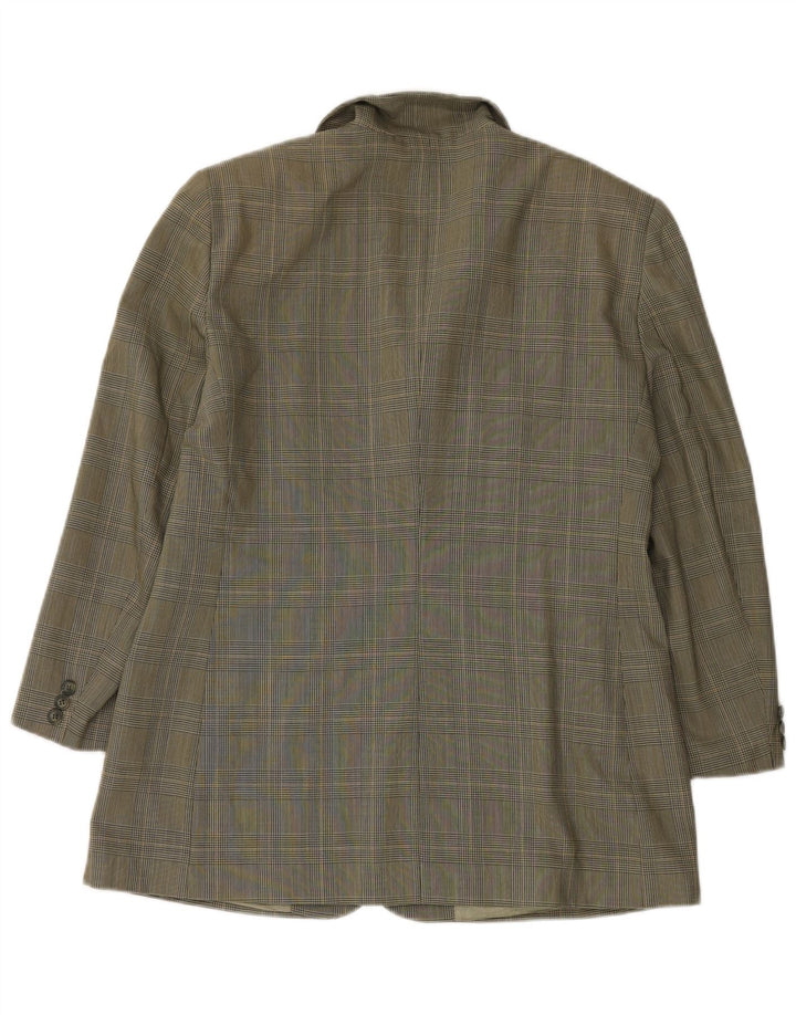 Jaqueta blazer feminina de 3 botões Elizabeth Ascot Reino Unido 18 XL verde Houndstooth