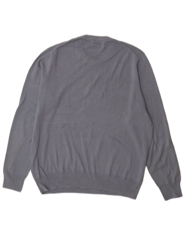 Suéter masculino Marks & Spencer com gola redonda, grande algodão azul