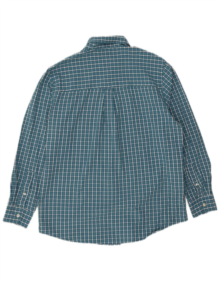 Camisa masculina Chaps Easy Care de algodão xadrez azul médio