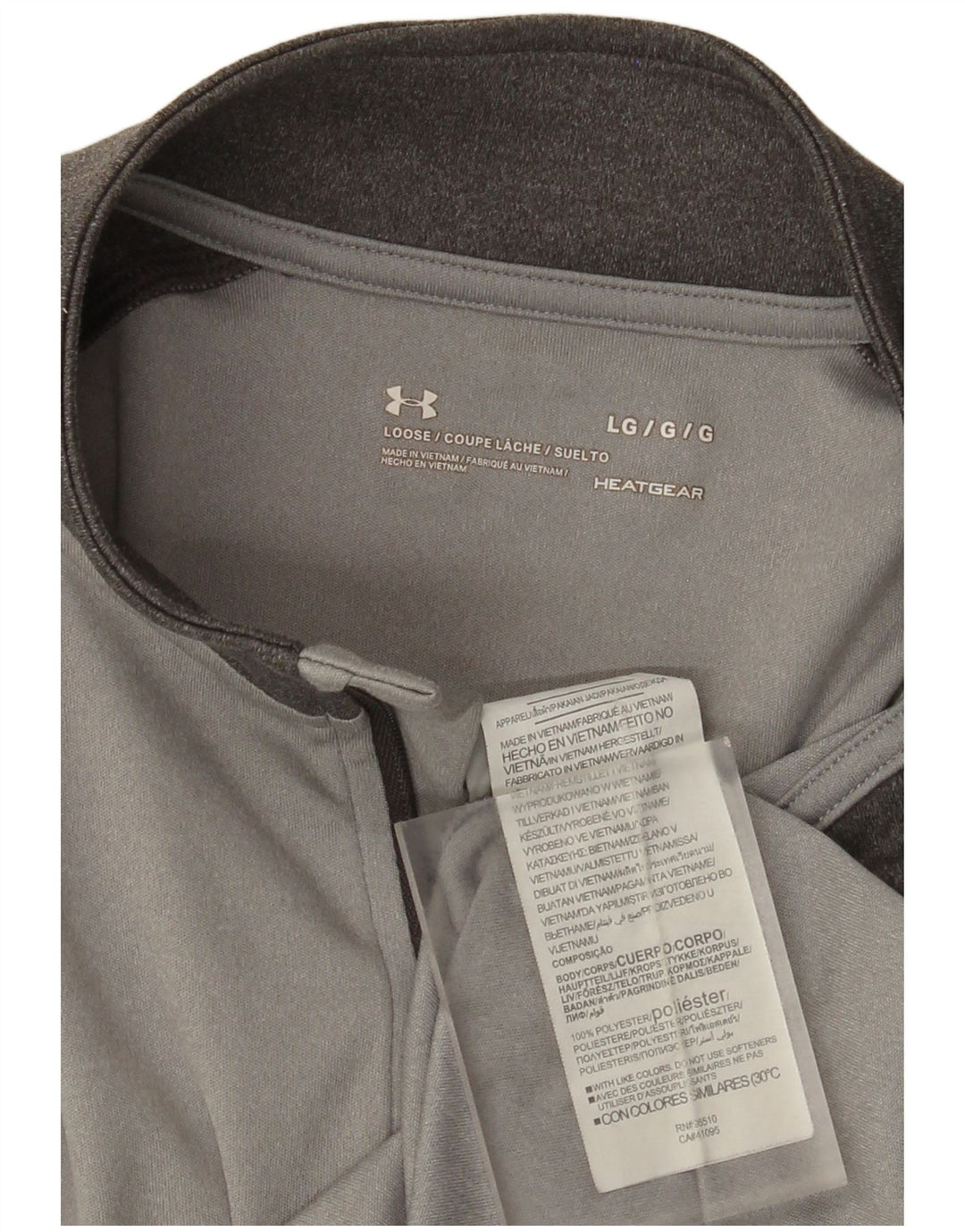Under Armour Mens Heat Gear Zip Neck Pulôver Treino Top Grande Cinza