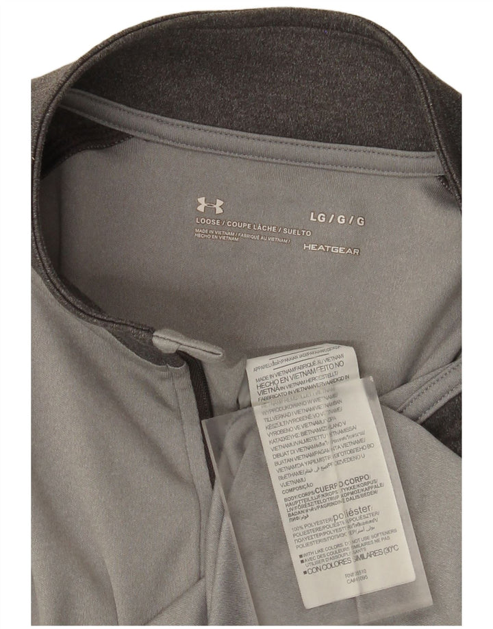 Under Armour Mens Heat Gear Zip Neck Pulôver Treino Top Grande Cinza