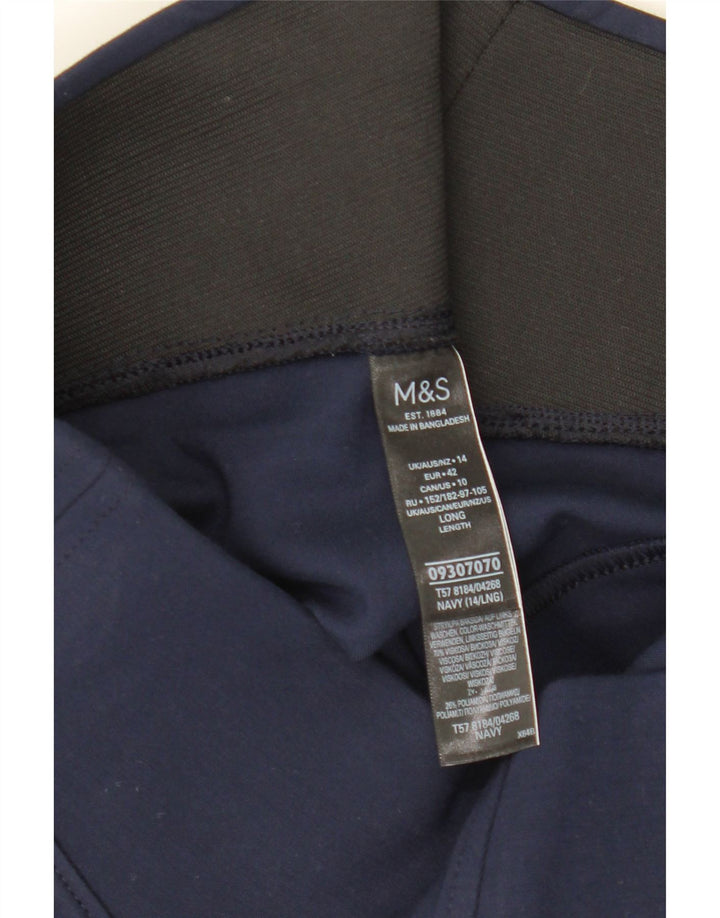 Leggings femininos Marks & Spencer UK 14 grandes viscose azul marinho