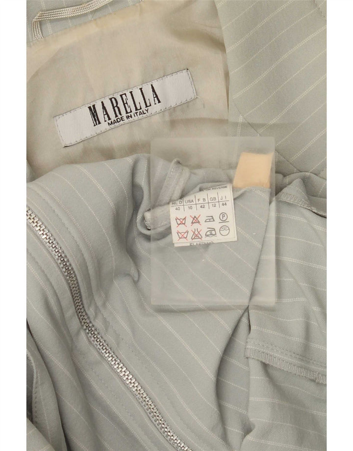 Jaqueta Blazer Feminina Marella UK 12 Poliamida Listrada Verde Médio