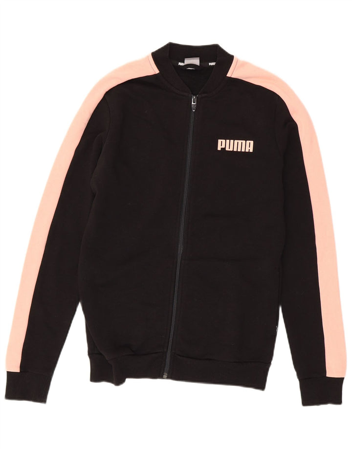 Puma Womens Graphic Tracksuit Top Jacket UK 10 Small Black Colourblock