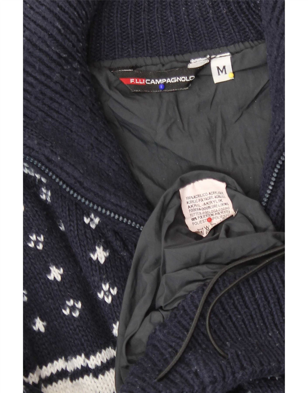F.LLI Campagnolo Suéter masculino com gola e zíper médio azul marinho natal
