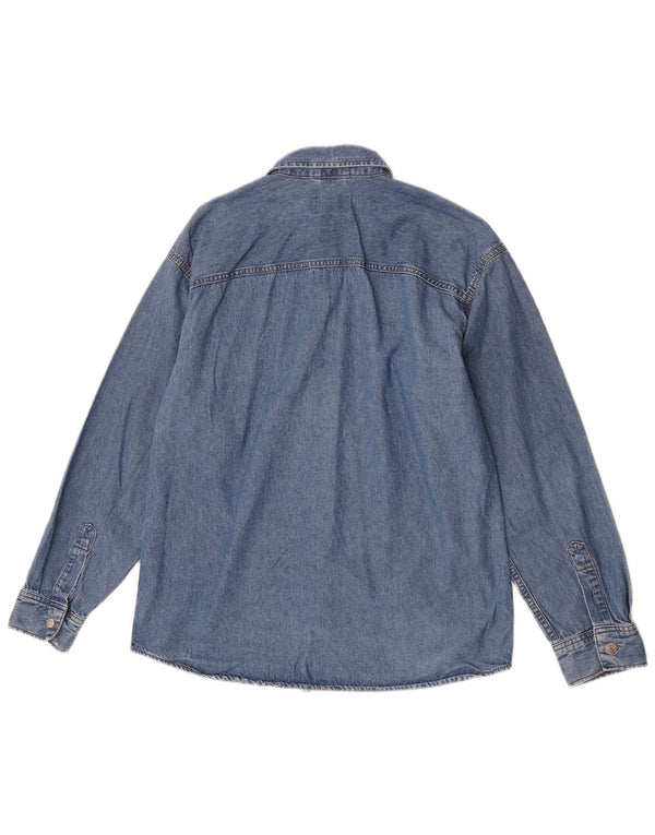 Camisa jeans masculina Jack & Jones grande algodão azul
