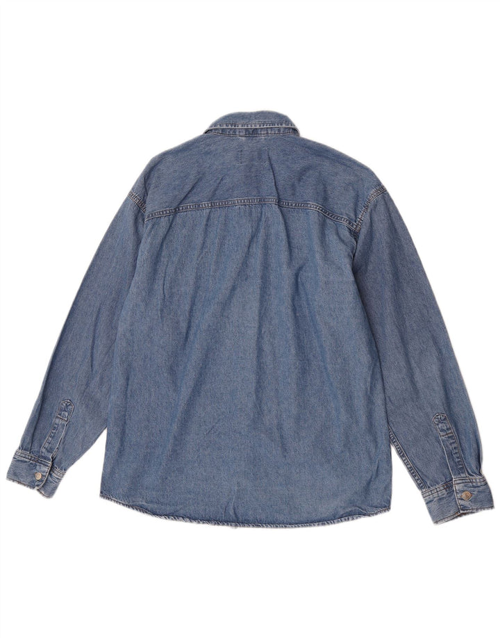 Camisa jeans masculina Jack & Jones grande algodão azul
