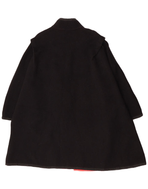 Sobretudo reversível feminino vintage UK 14 bloco colorido preto médio