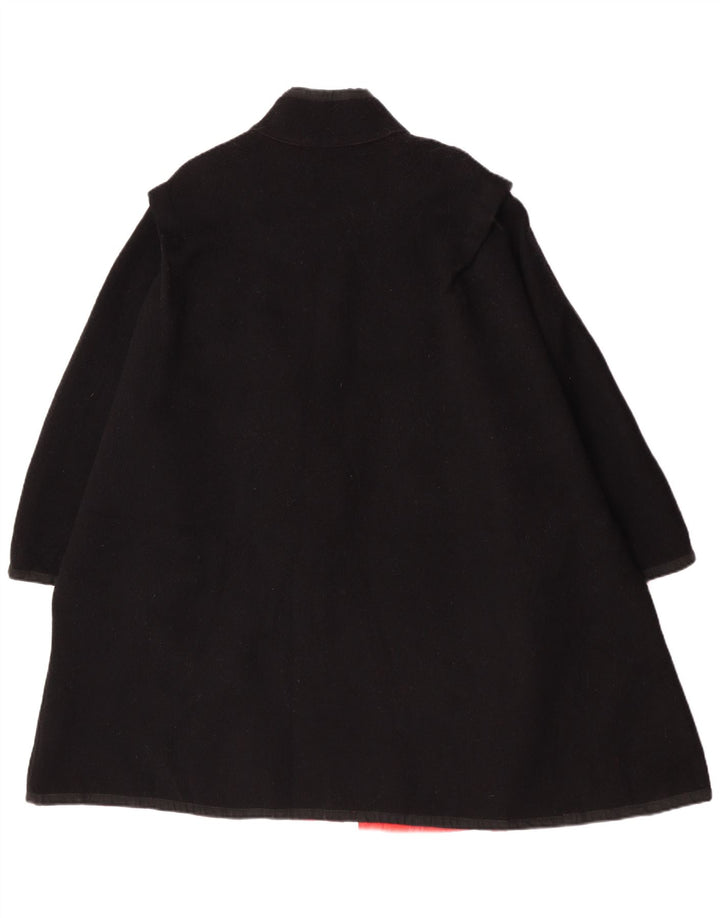 Sobretudo reversível feminino vintage UK 14 bloco colorido preto médio