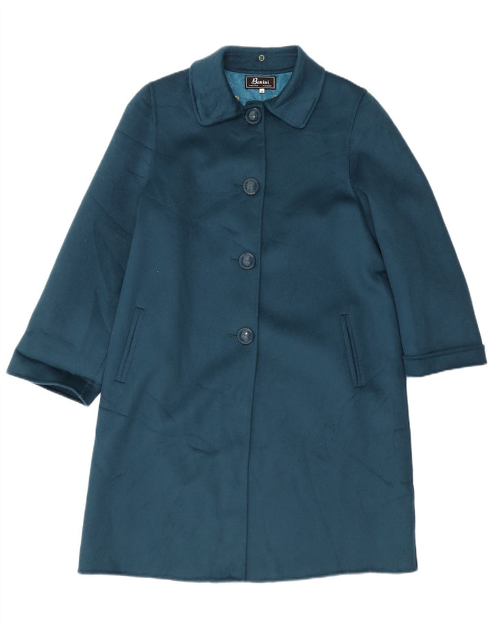 Sobretudo feminino vintage IT 46 grande lã azul marinho