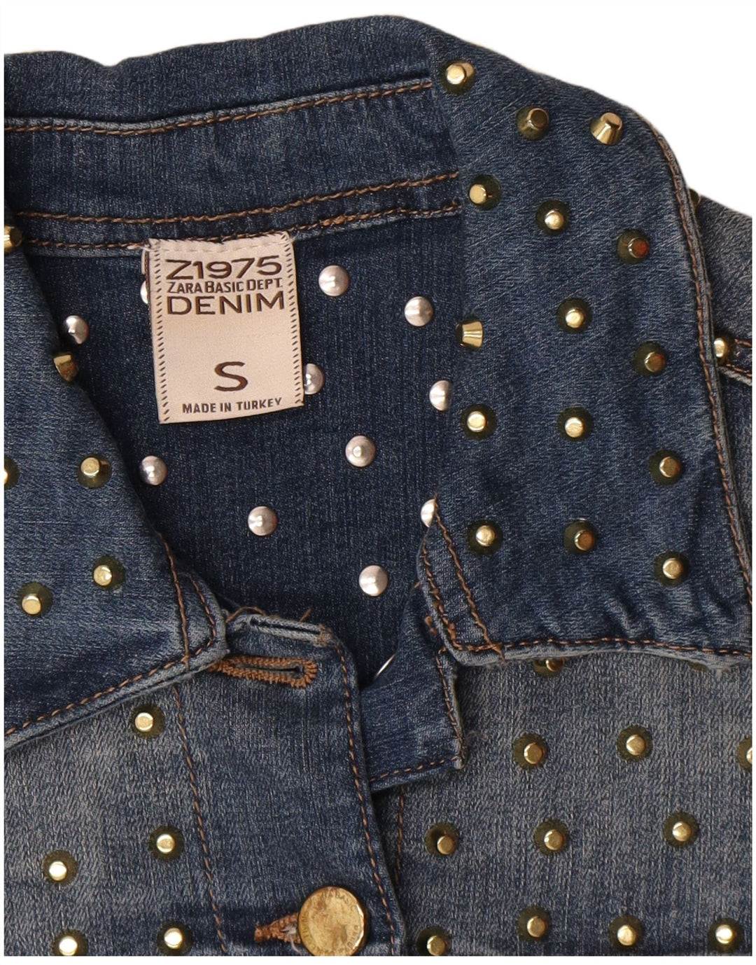 Jaqueta jeans feminina Zara UK 10 algodão azul pequeno