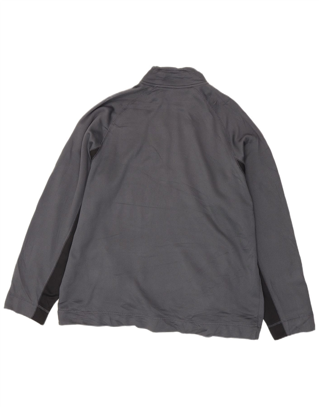 Reebok Mens Zip Neck Moletom Jumper 2XL Cinza Colourblock Poliéster