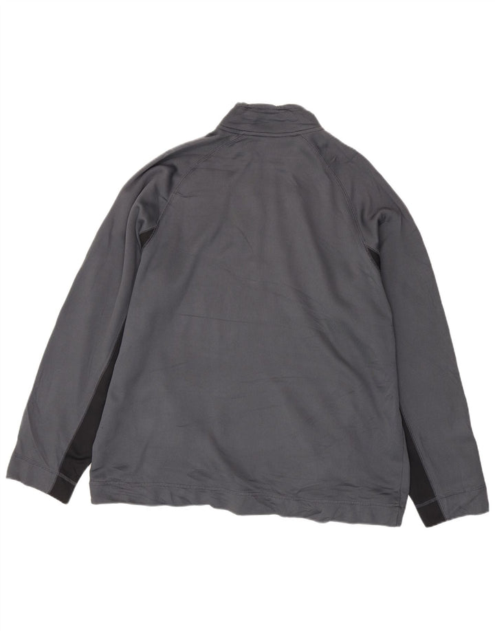 Reebok Mens Zip Neck Moletom Jumper 2XL Cinza Colourblock Poliéster
