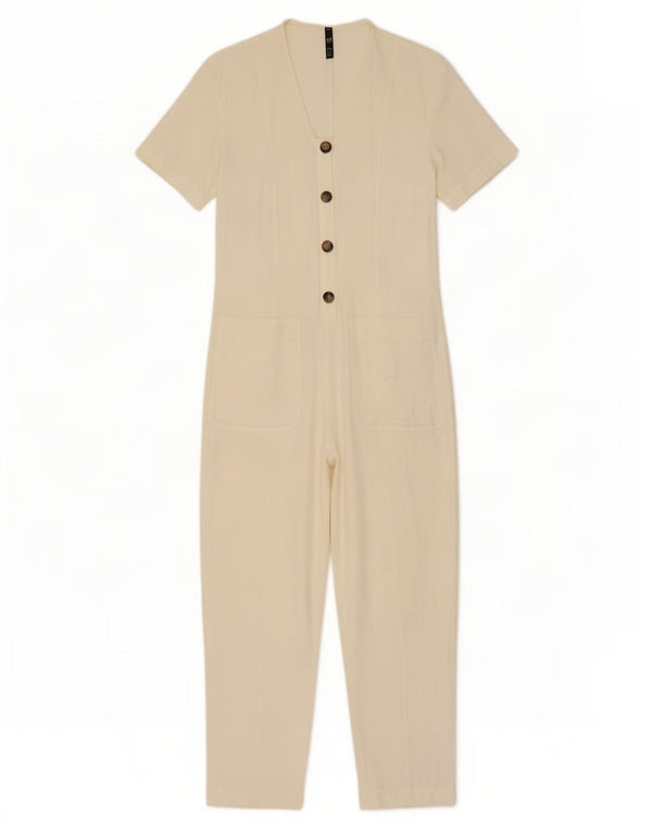 Zara Womens Trafaluc Macacão Reino Unido 10 Pequeno Off White