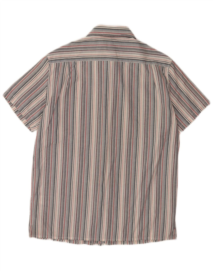 Camisa masculina de manga curta French Connection algodão listrado cinza pequeno