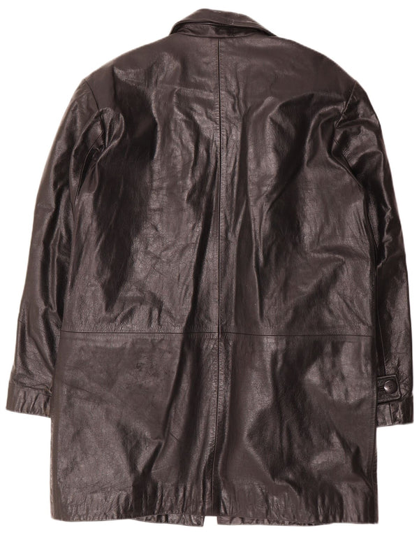 Ironsides Mens Leather Coat UK 44 2XL Black
