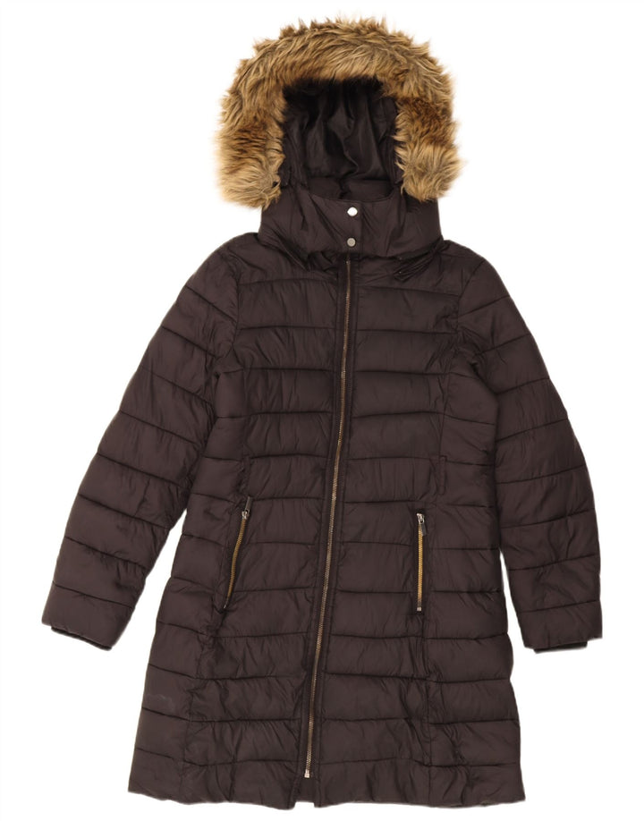 Casaco feminino acolchoado com capuz e capuz Hobbs UK 10 pequeno nylon preto
