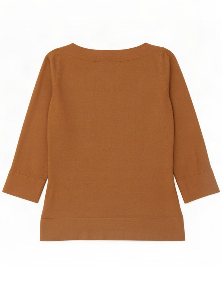 Marks & Spencer Top feminino manga 3/4 Reino Unido 10 Viscose marrom pequena