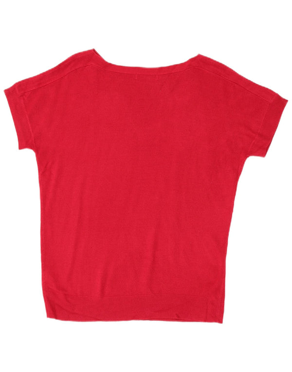 Suéter feminino Marks & Spencer com gola canoa Reino Unido 12 médio vermelho