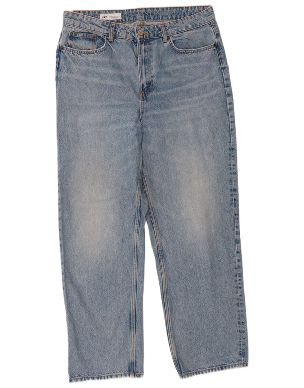 Calça jeans reta feminina Zara EU 46 XL W36 L29 azul