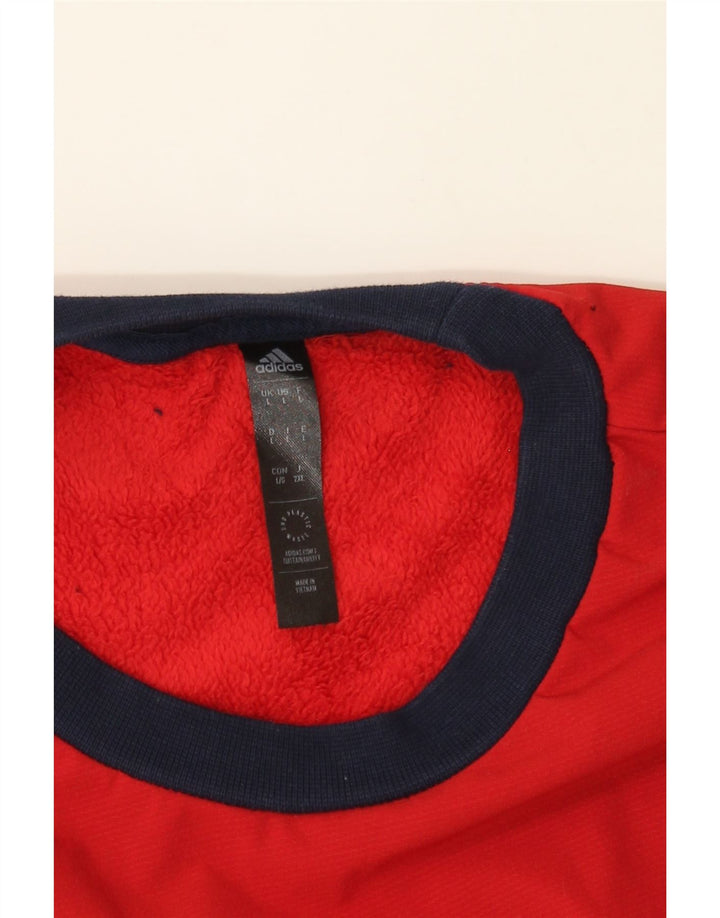 ADIDAS Mens Sweatshirt Jumper Large Red Colourblock Cotton Vintage Adidas and Second-Hand Adidas from Messina Hembry 