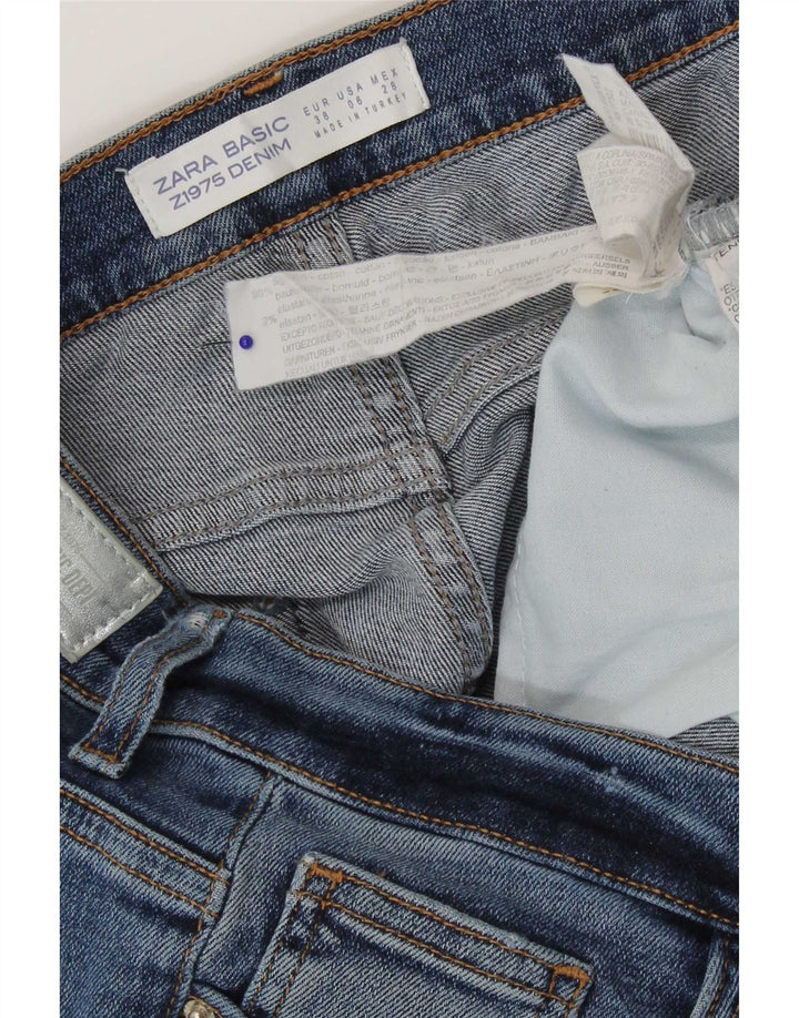 Zara Jeans Slim Feminino EU 38 Pequeno W28 L27 Azul Algodão