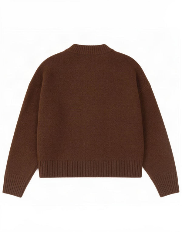 Zara Suéter feminino oversized com gola canoa Reino Unido 10 pequeno marrom