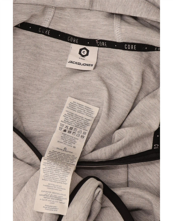 Jack & Jones Suéter masculino com capuz e zíper cinza médio poliéster