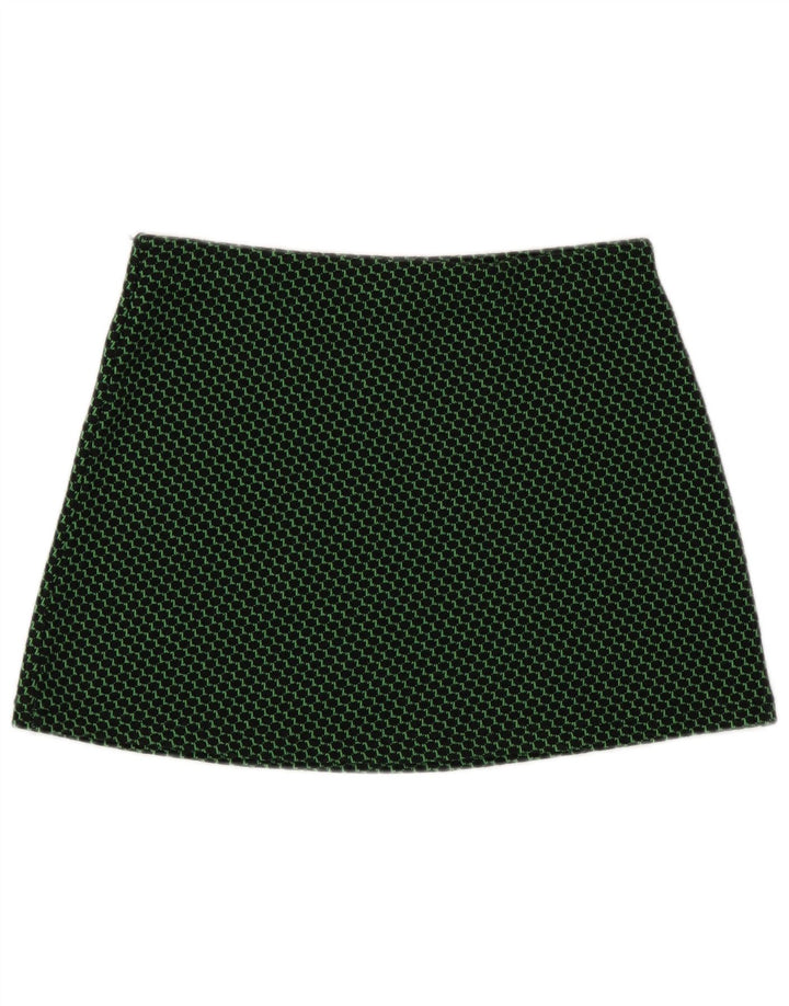 Mini saia feminina de malha Zara grande W30 verde geométrica