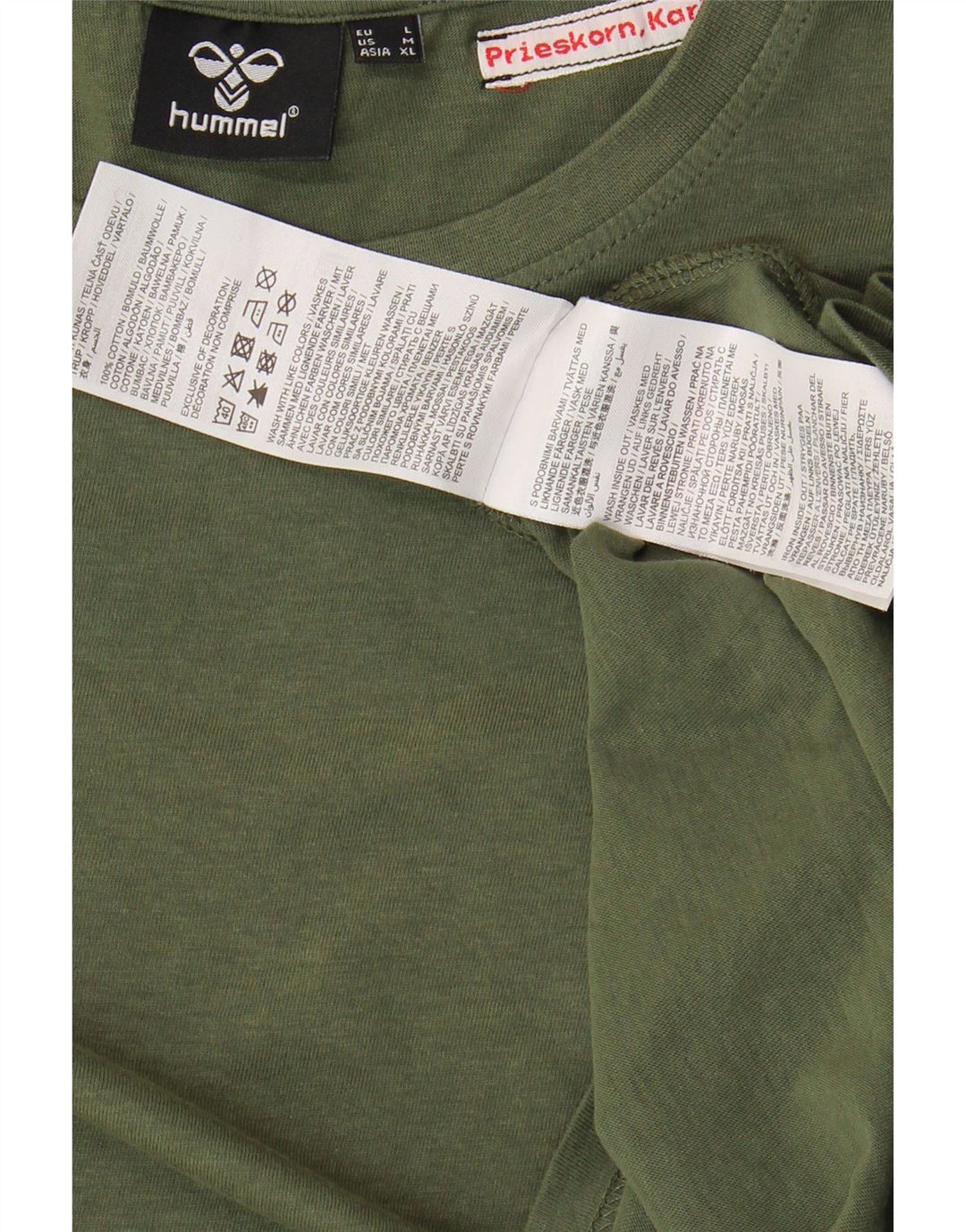 Camiseta masculina HUMMEL Top médio de algodão cáqui