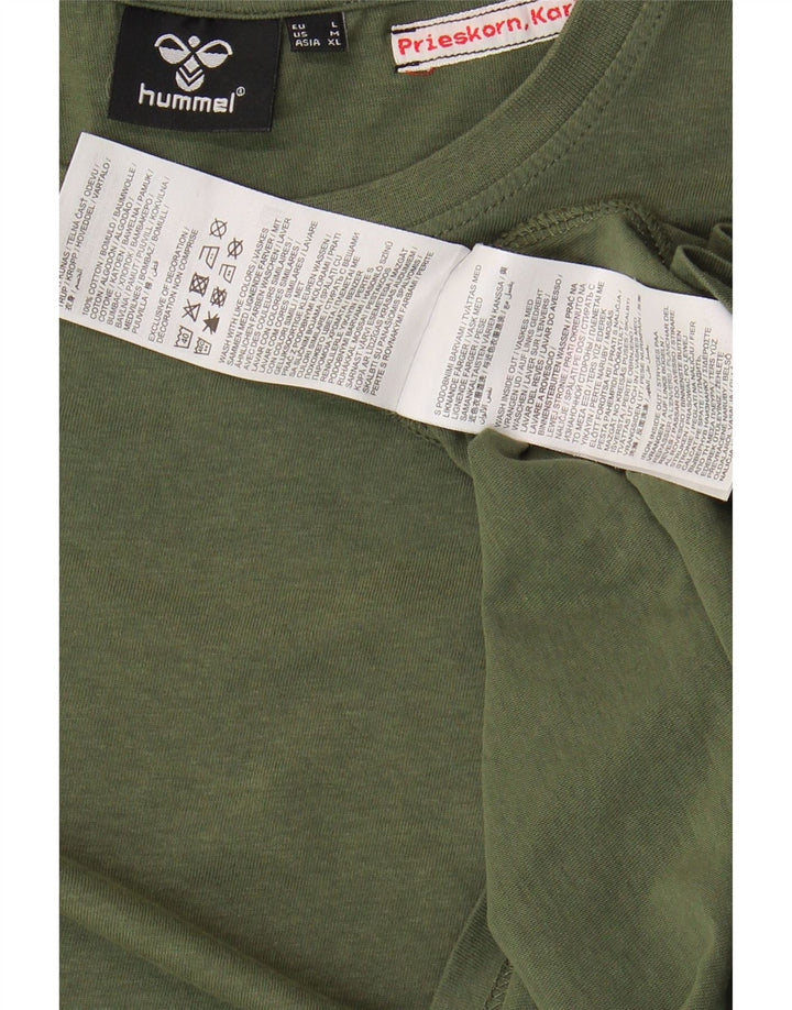 Camiseta masculina HUMMEL Top médio de algodão cáqui