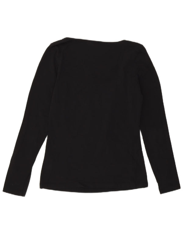 Calvin Klein Top gráfico feminino manga comprida Reino Unido 14 algodão preto médio